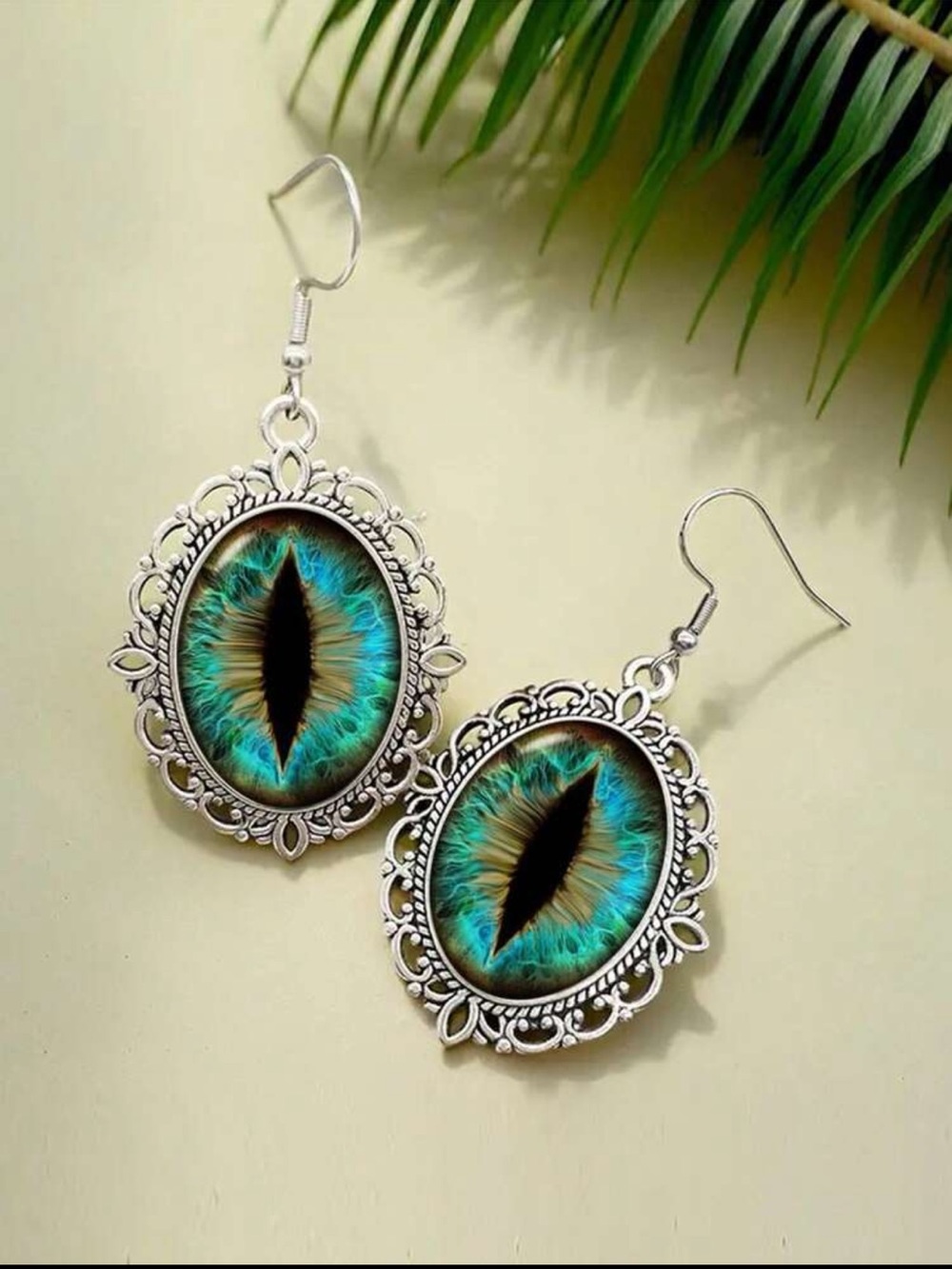 Silver Engraved Turquoise Dragon Eye Drop Earrings NEW ๐ท๏ธ - Picture 2 of 5